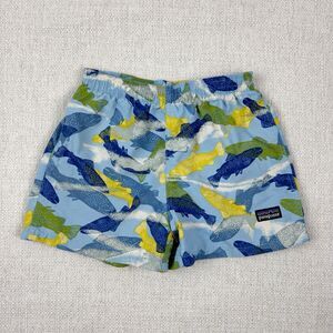 Patagonia Toddler Boy's Blue Yellow Green Fish Unlined Swim Shorts
